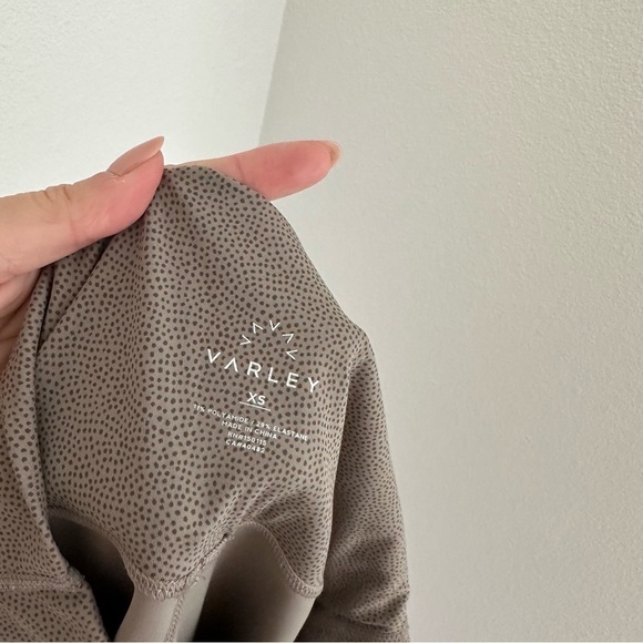 Varley Luna Leggings Tan Brown Block Dotted Print Size XS Women’s Ankle Fit - Picture 6 of 7